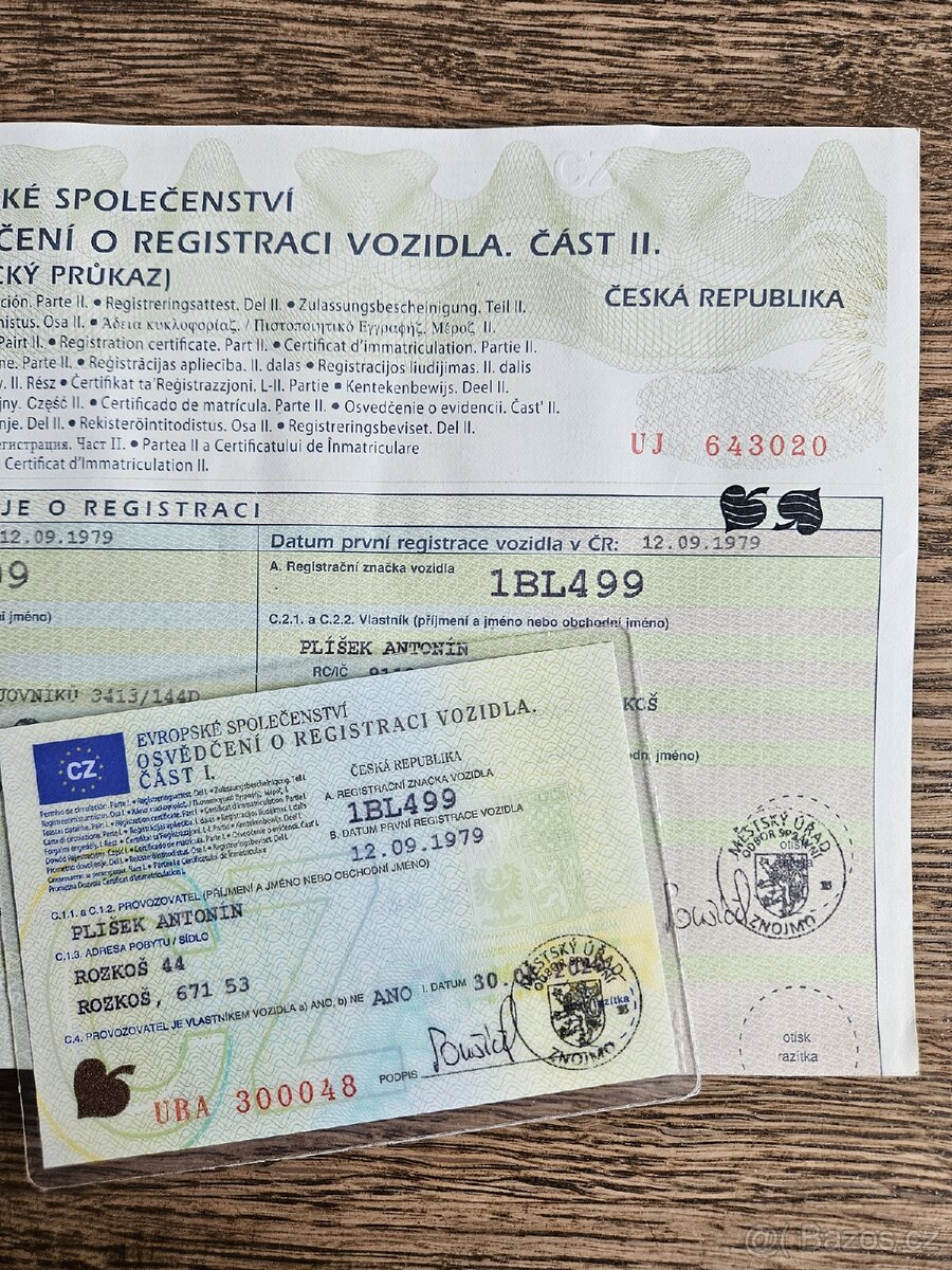 Jawa pionýr 21 doklady