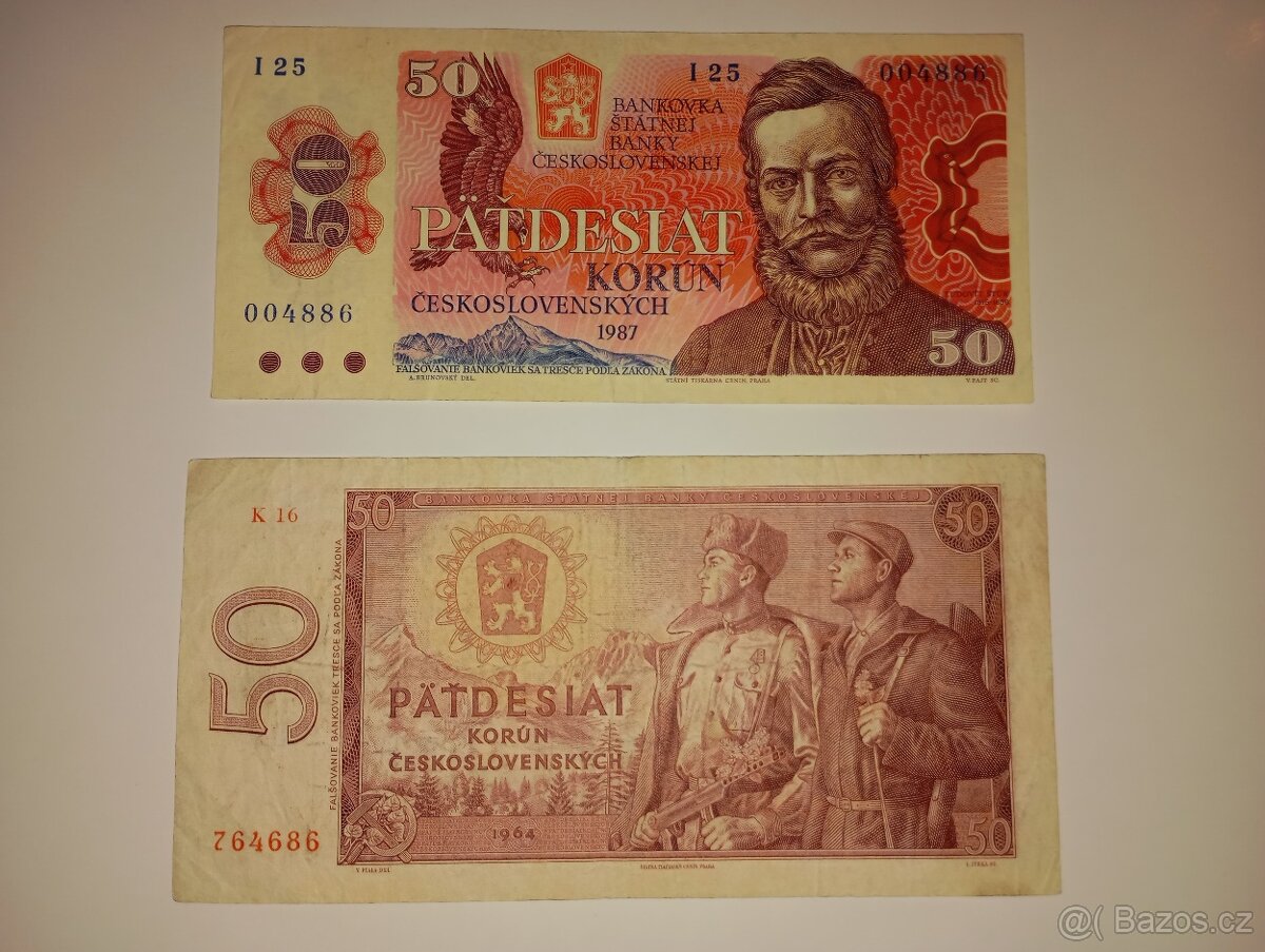 BANKOVKY 50 KČS, NEJVZÁCNĚJŠÍ VYDANÉ SÉRIE JEDNOTLIVÝCH EMIÍ