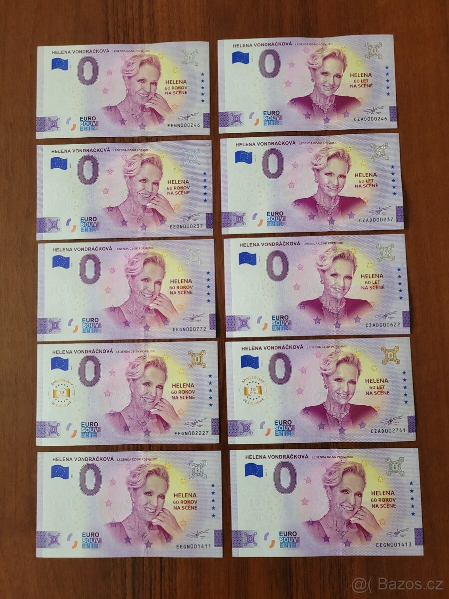 0€ bankovky, 0 euro bankovky Helena Vondráčková