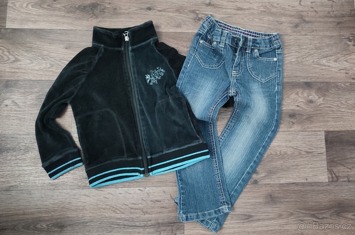 Sametová mikina + rifle /džíny vel.104
