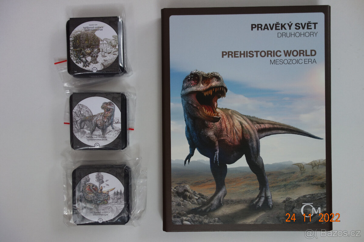 Pravěký svět: 3 stříbrné mince + album
