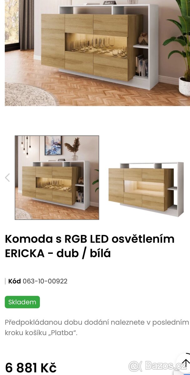 Komoda dub-bílá