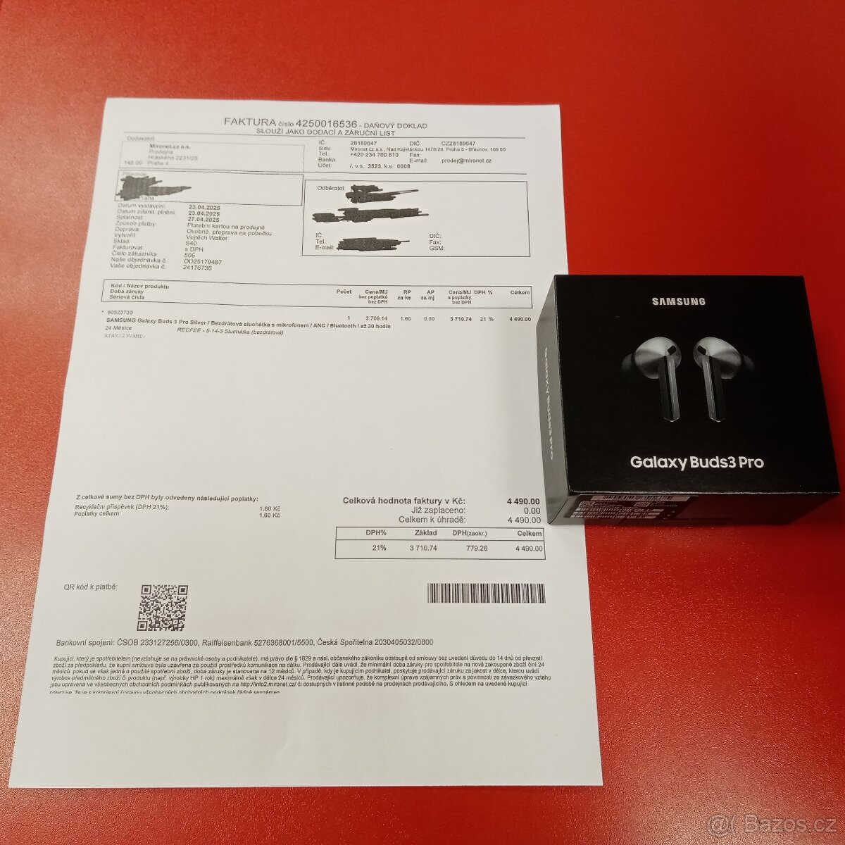 Samsung Galaxy Buds3 Pro SM-R630 záruka Mironet 23 měsíců