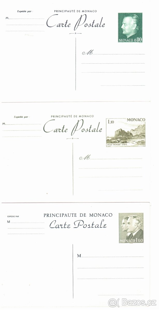 3 dopisnice Monackého knížectví