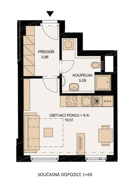 Prodej bytu 1+kk, 33 m2, Praha 4 - ul. Magistrů, Michle