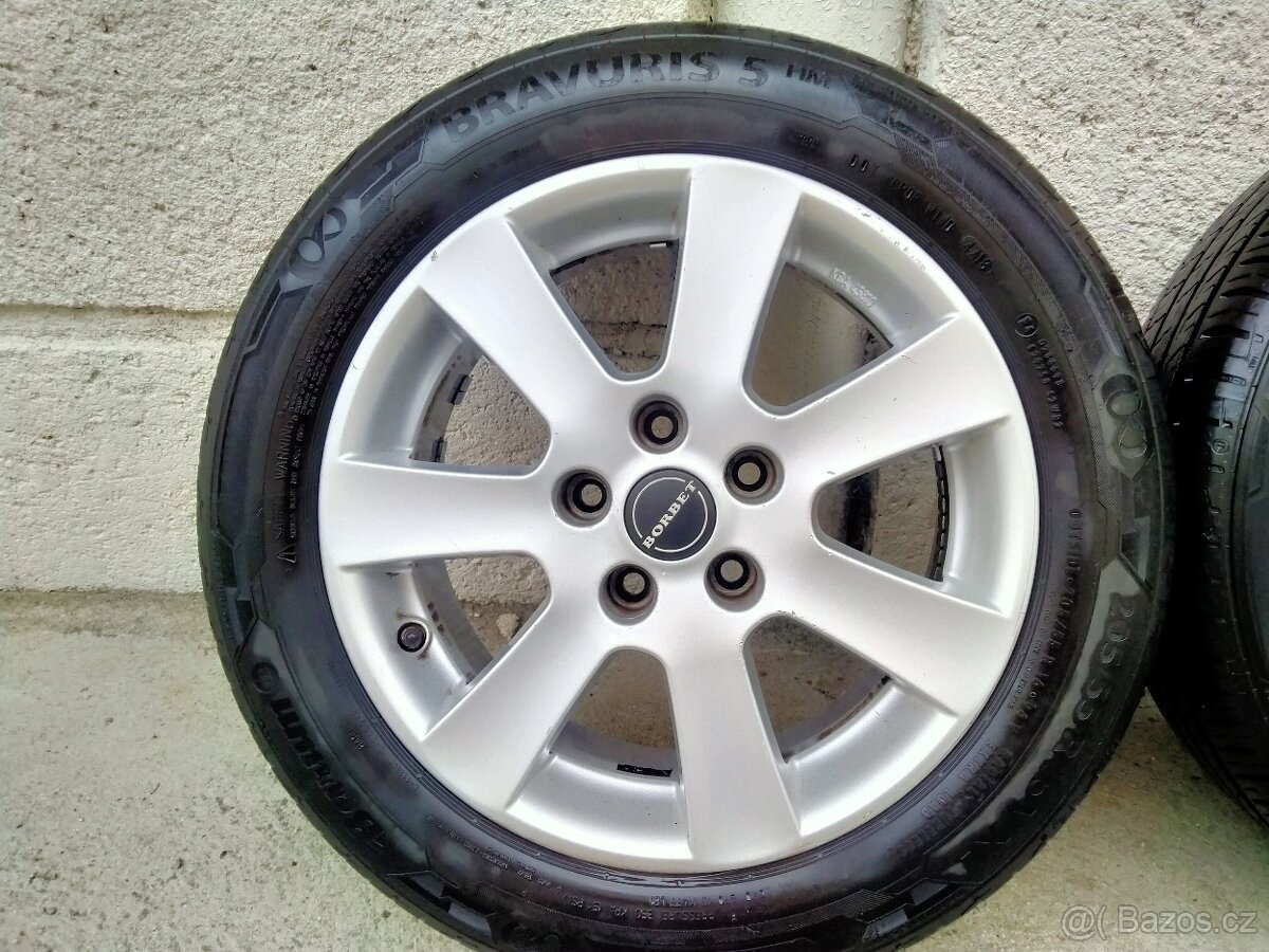 Alu kola Borbet 7J x r16, 5x112, ET 38, Letní pneu 205/55