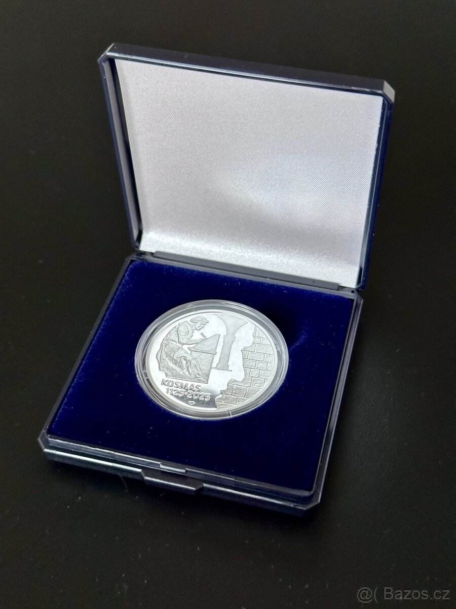 Pamětní stříbrná mince ČNB - kronikář Kosmas, proof (2025)