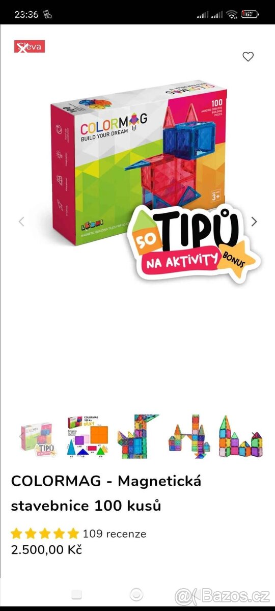 Magnetická stavebnice colormag 100ks