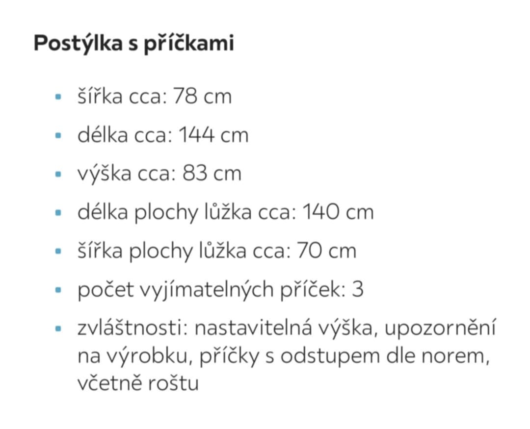 Dětská postýlka + matrace.