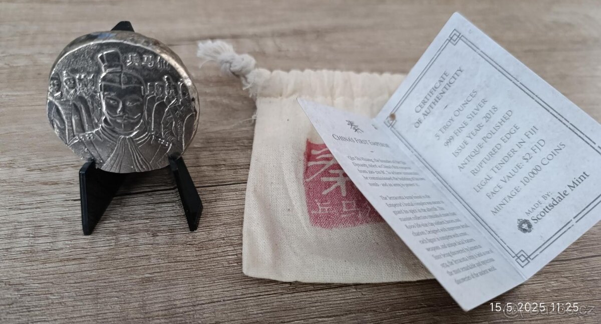 Stribrna investiční mince terracora army 5oz , 2018, antique