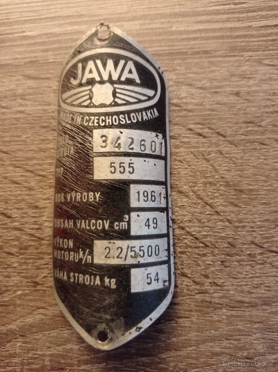 Prodám Jawa 555. RV 1961 bez TP. Rozebraný.