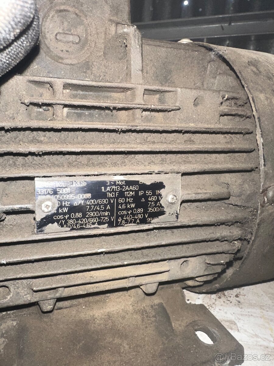 Prodám elektromotor viz štítek 4,6kw