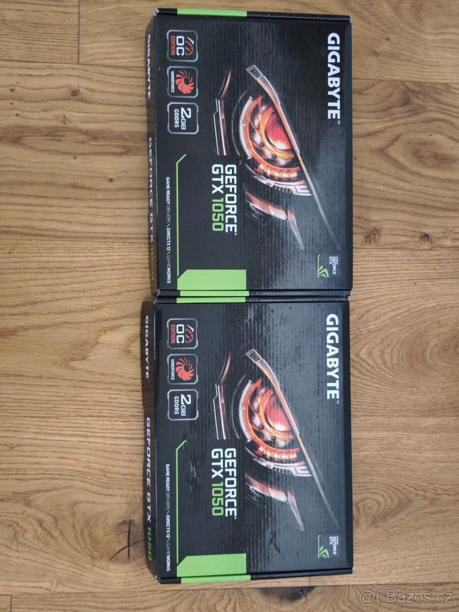 Dvě Grafické karty Gygabyte GTX-1050 2gb