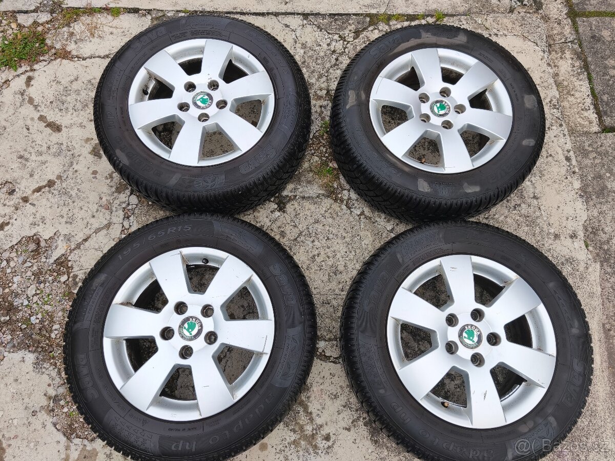 15" 5x112 alu disky Škoda Octavia + zimní 195/65/15