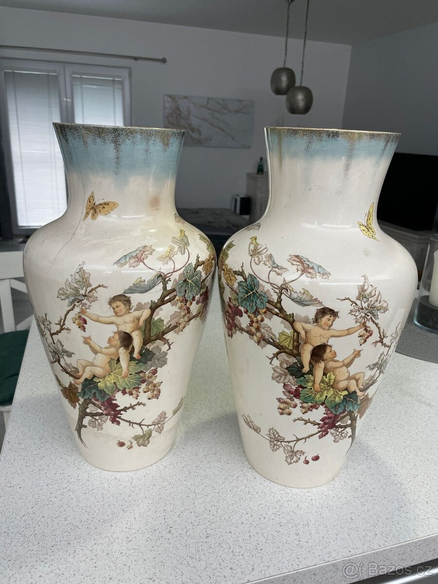 2x Stará keramická váza VILLEROY & BOCH výška 40cm
