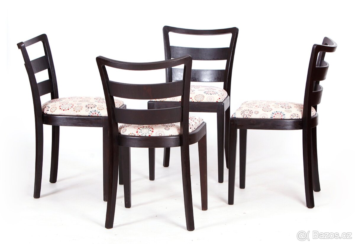 Nově přečalouněné jídelní židle TON, 4 kusy.