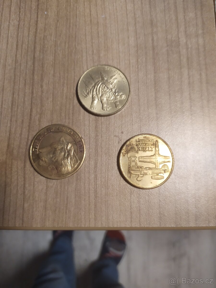 Pamětní mince dinopark-zoo Praha-letecké muzeum