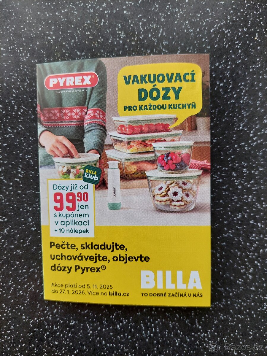 Nalepky,znamky,body Billa dozy Pyrex