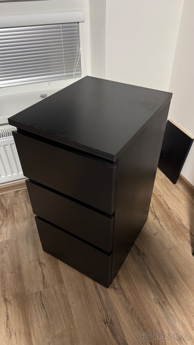 3x kontejner zásuvkový černý Ikea