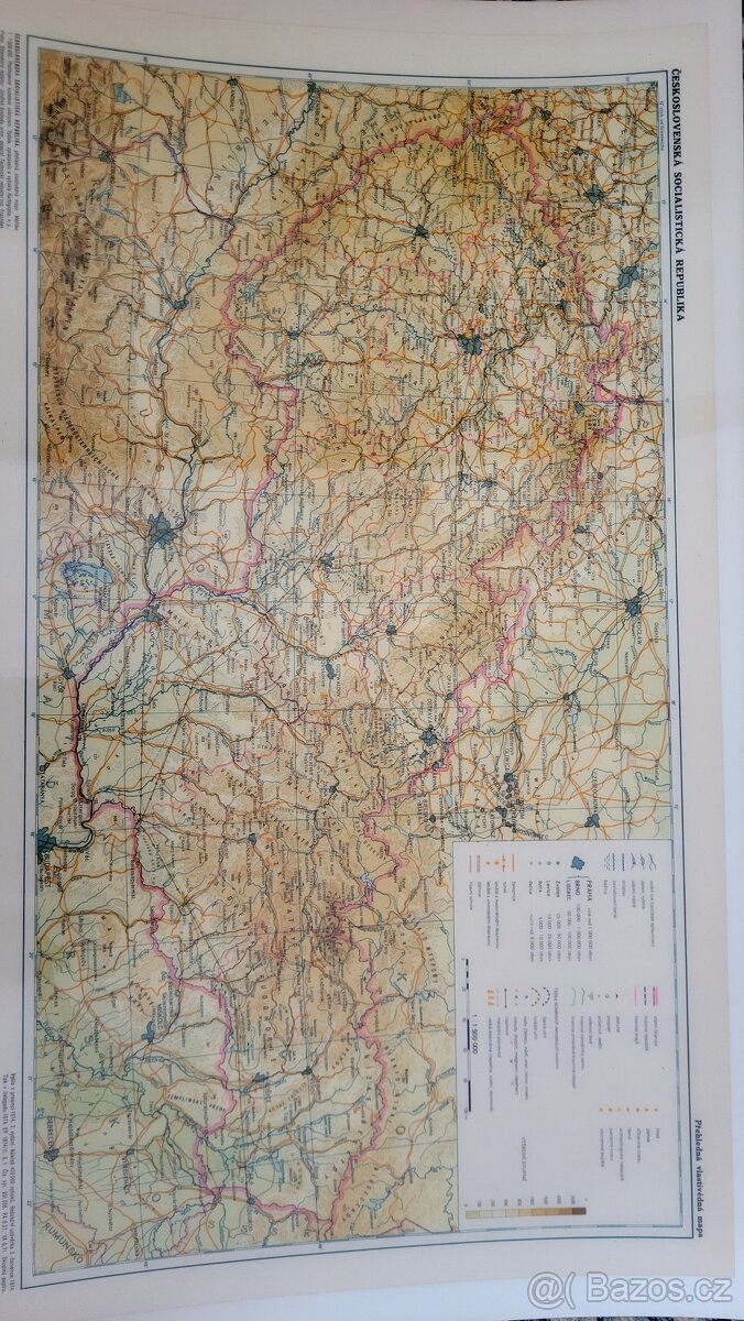 sběratelství map  - plastická mapa ČSSR  1974