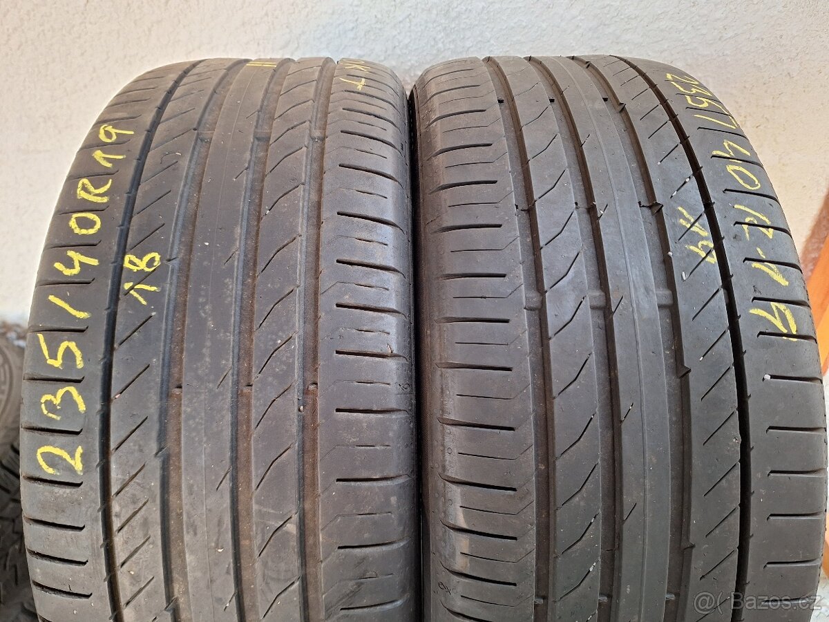 Prodám letní pneu 235/40/19 Continental a Kleber