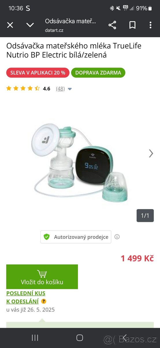 Odsávačka mateřského mléka