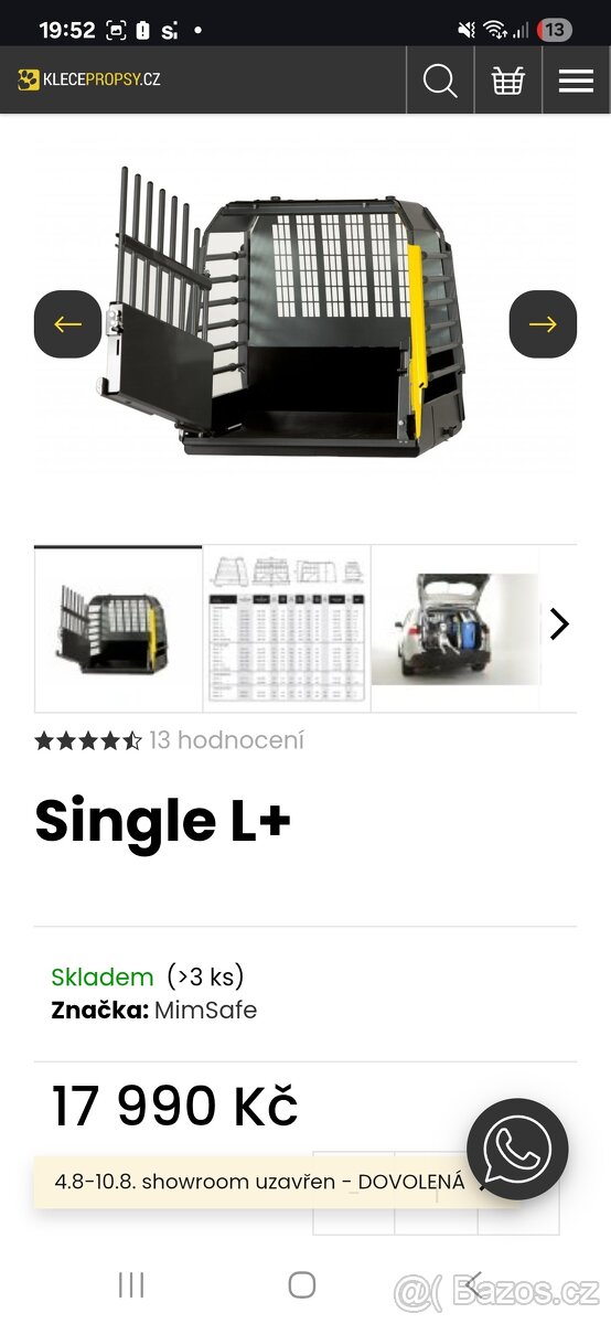 klec do auta Vario Cage Single L+