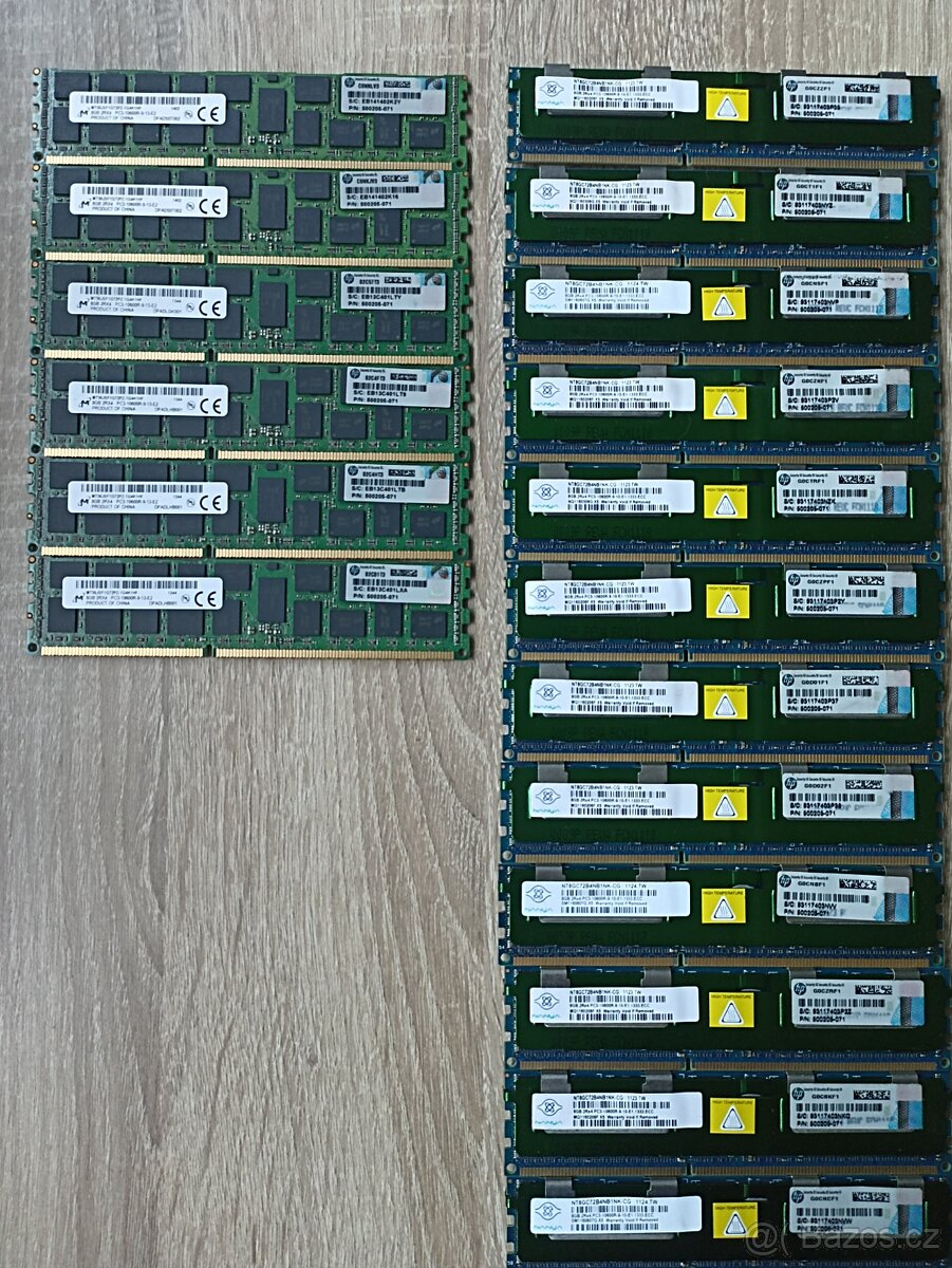 Serverová paměť DDR3 ECC Registered – 144 GB (18 × 8 GB)