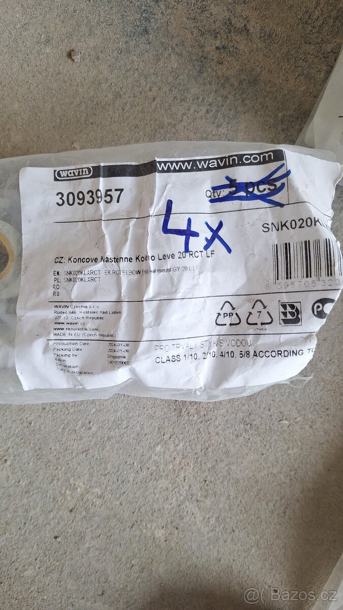 Koleno koncové nástěnné Wavin Ekoplastik PPR-CT d20 x 1/2˝