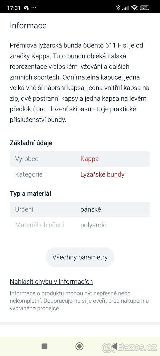 Lyžařská bunda , hokejová