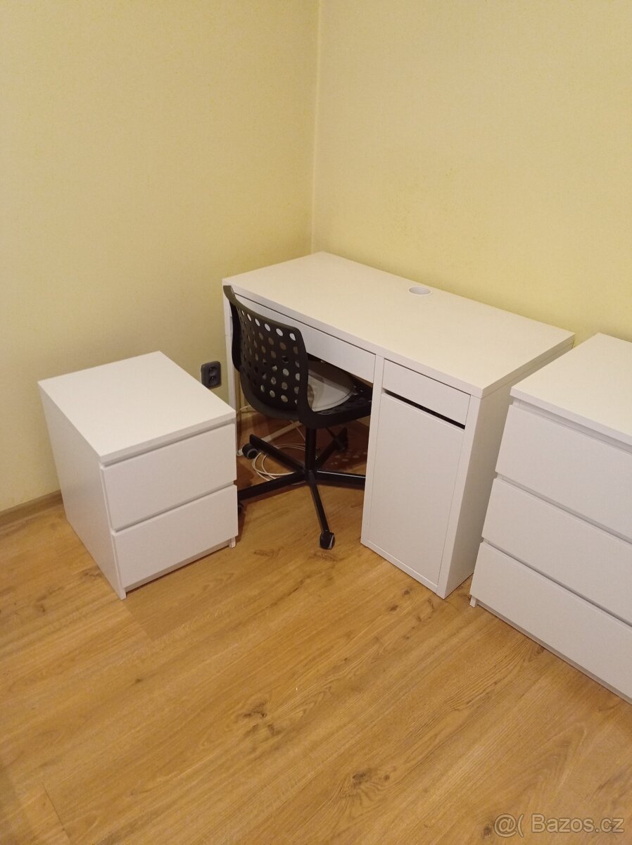 Set komoda, noční stolek, psací stůl + židle