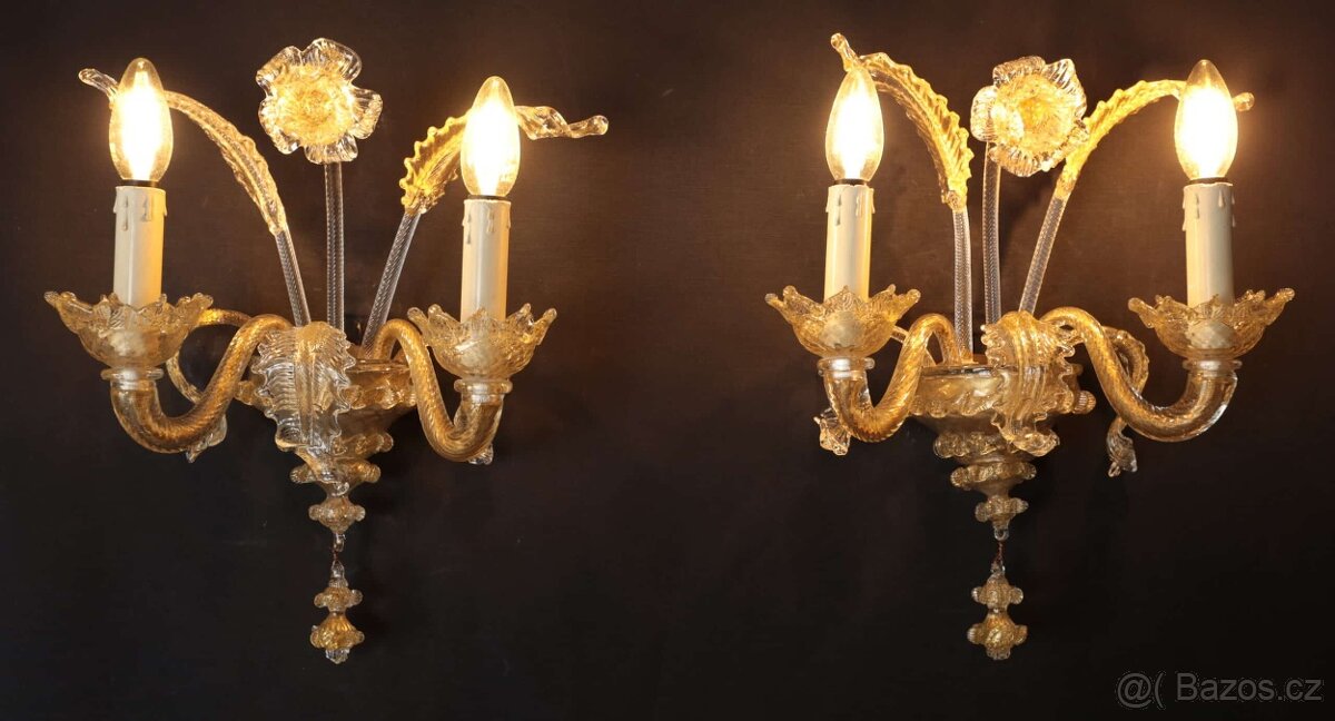 Párové nástěnné lampy Murano