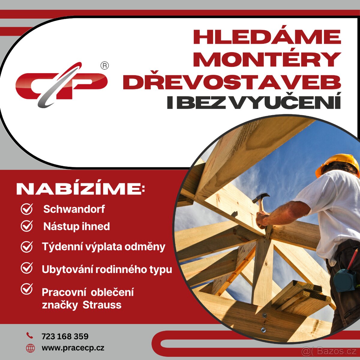 Práce v Německu s TÝDENNÍ výplatou - montér dřevostaveb
