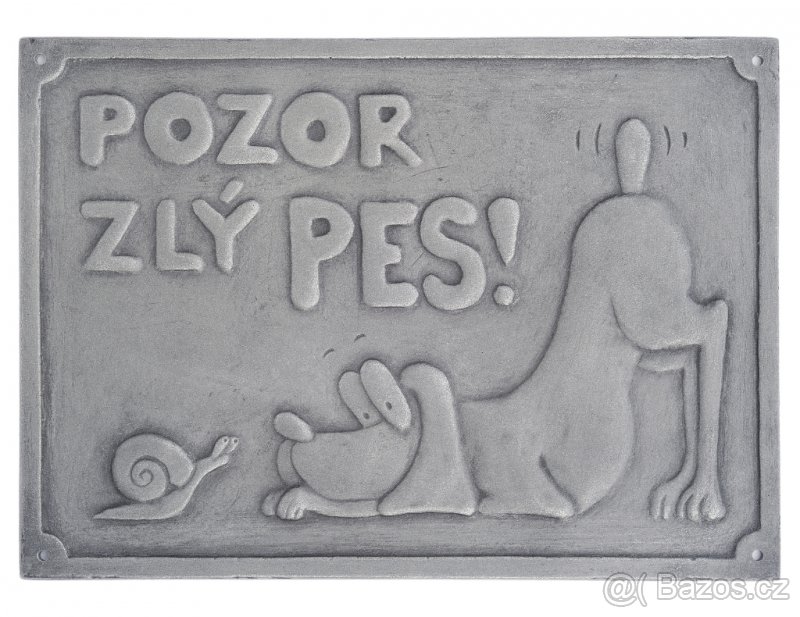 Pozor pes výstražná tabulka, cedulka, cedule, na vrátka