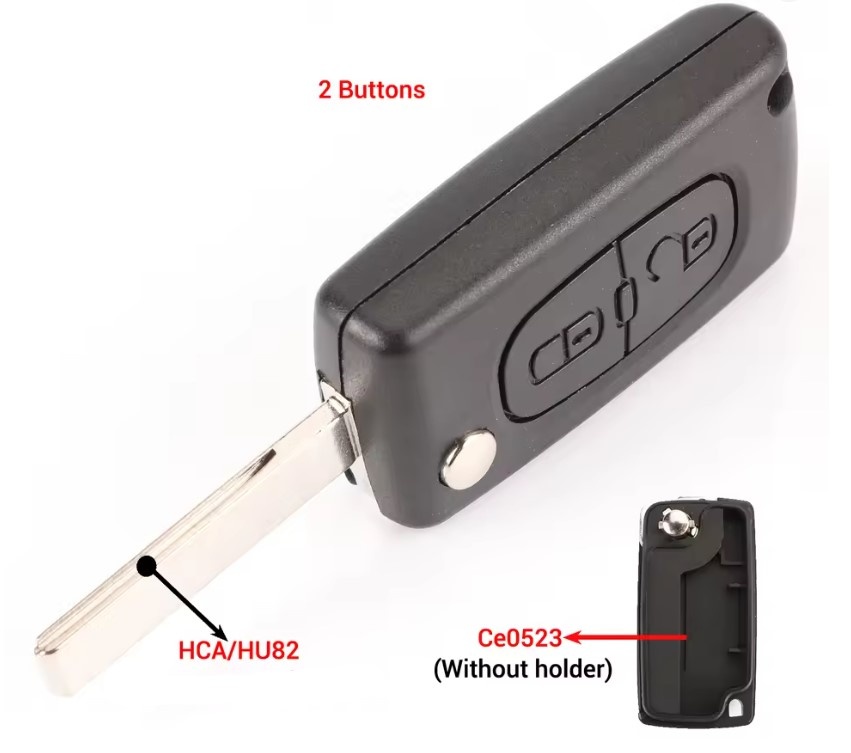 Obal autoklíče Citroen, Peugeot - 2tl, baterie na desce