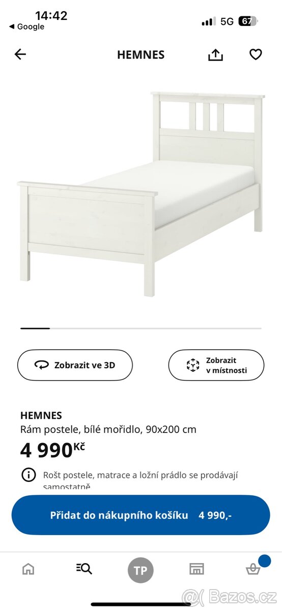 Ikea Hemnes postel 90x200