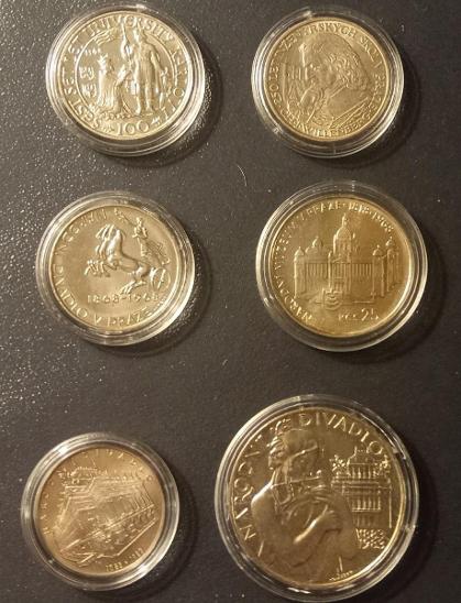 soubor 28 stříbrných mincí motiv Praha 1948 - 2020