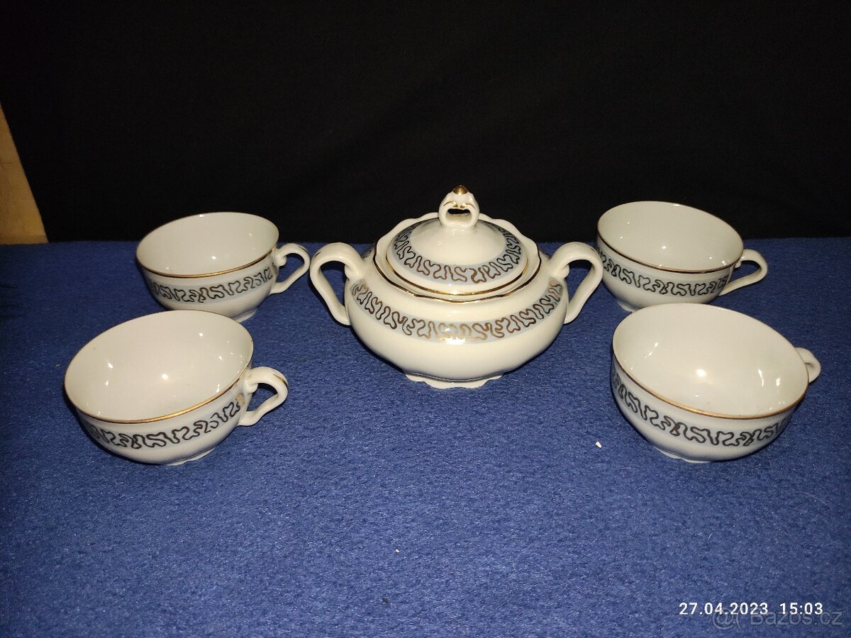 Retro set šálků s cukřenkou