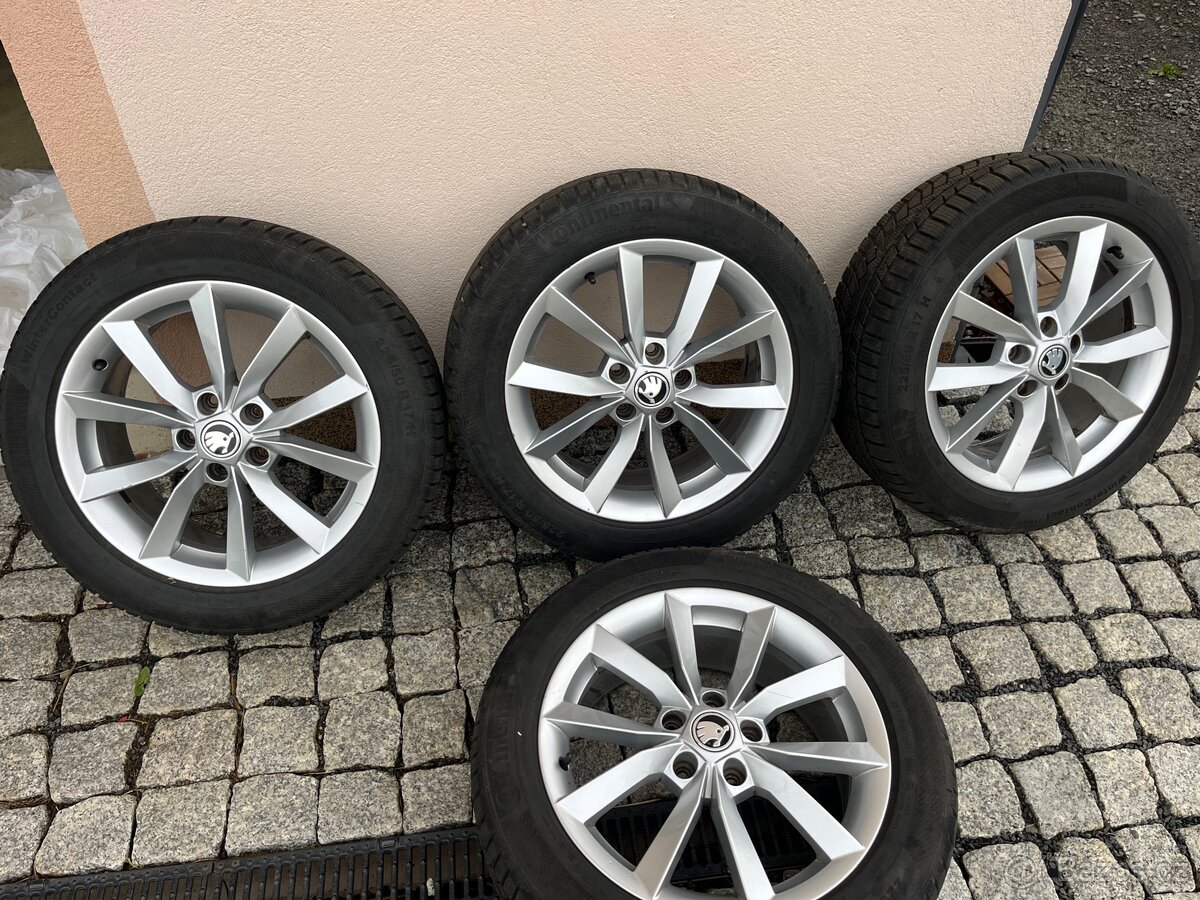 Hliníková kola Skoda Yeti se zimními pneu 225/50 r17