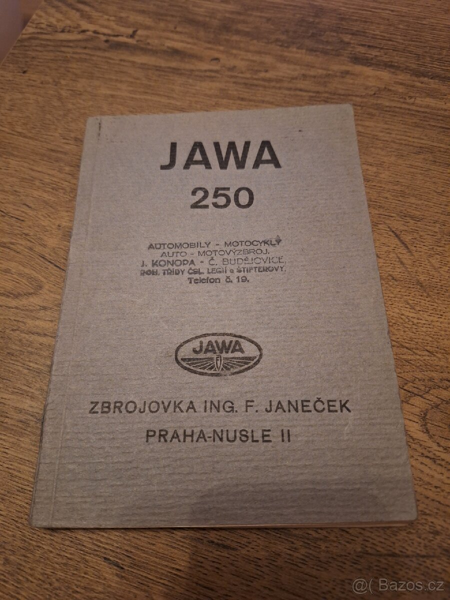Jawa 250 Janeček předválečná příručka