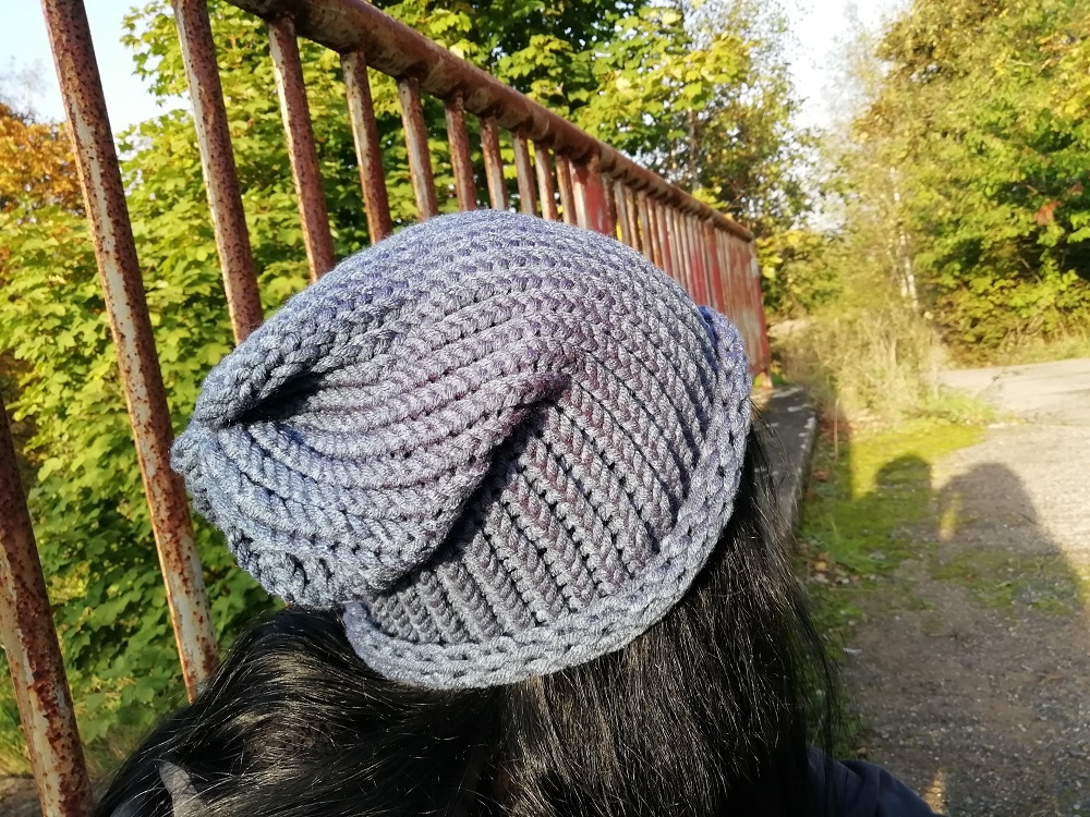 Nová pletená spadlá čepice 2v1 (tmavě šedá)