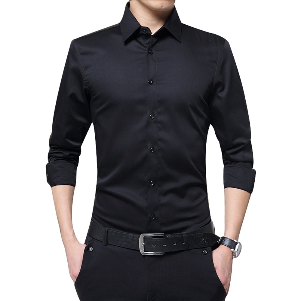 Společenská košile černá, dlouhý rukáv, nová, vel M-L