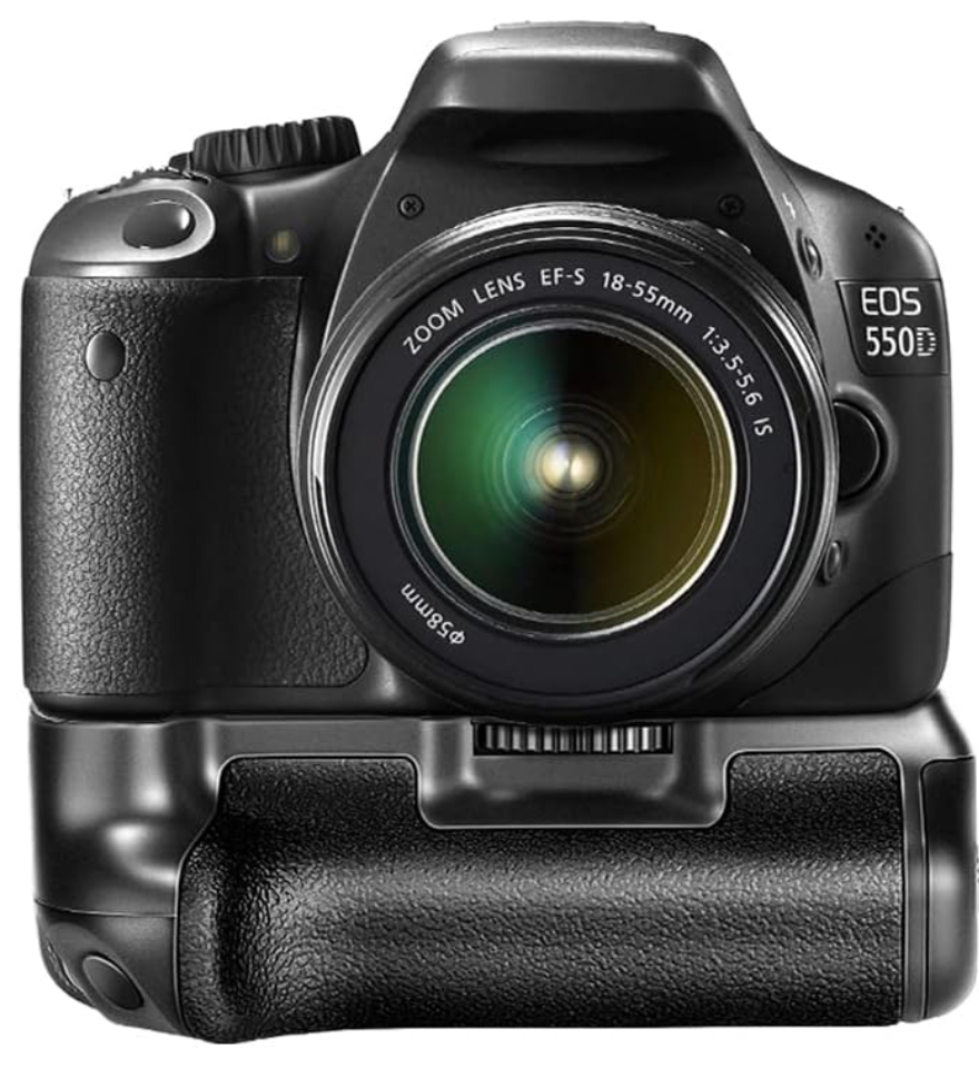 Canon EOS 550D + 18-55mm IS + 50mm + Battery holder