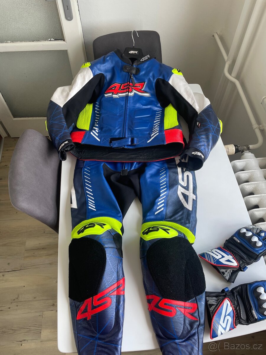 4SR RR EVO PEARL BLUE AR pánská dvoudílná moto kombinéza