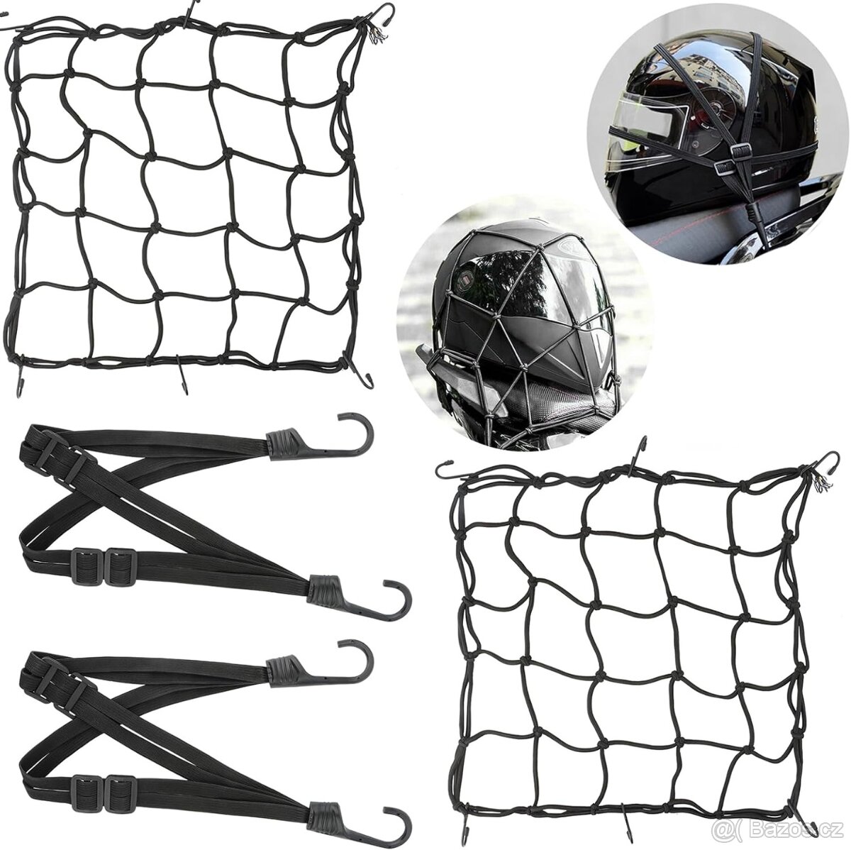 Set 2 kusů upevňovacích sítěk na moto + 2 pásy