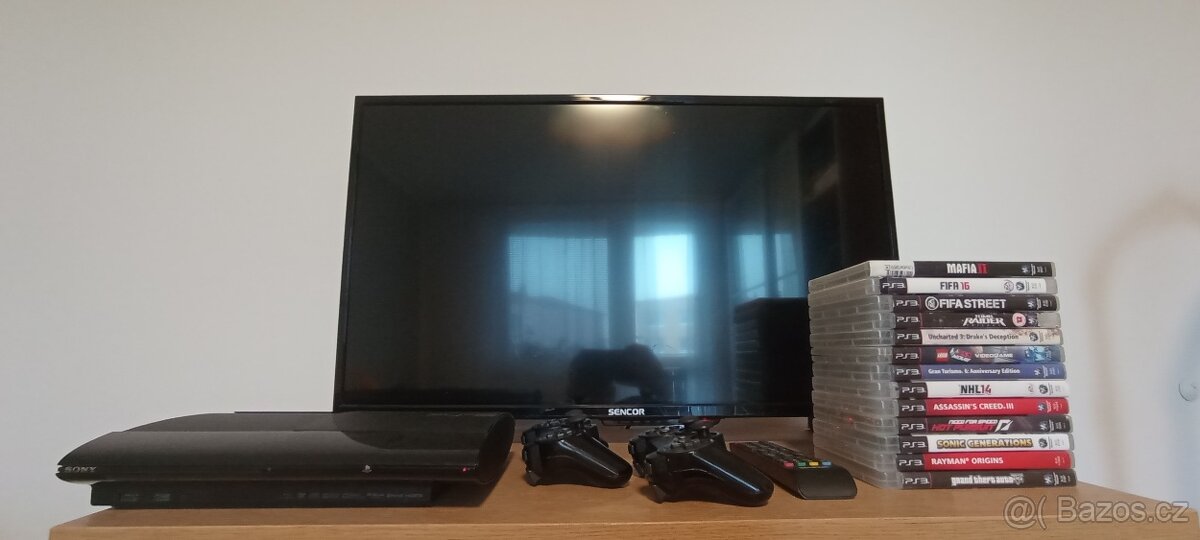 SONY PS3 , 2x ovladac , 13 her , TV Sencor 32''