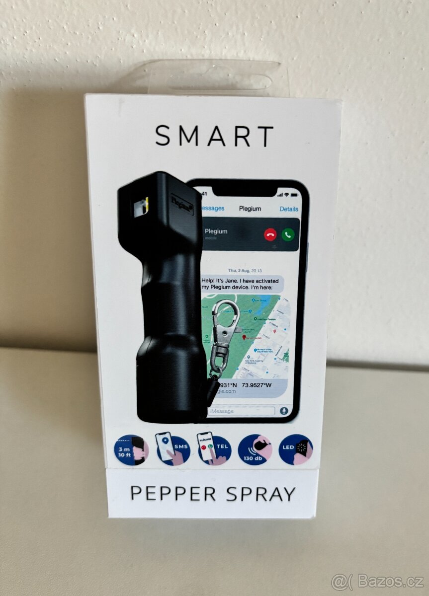 Chytrý pepřový sprej Plegium smart - černý