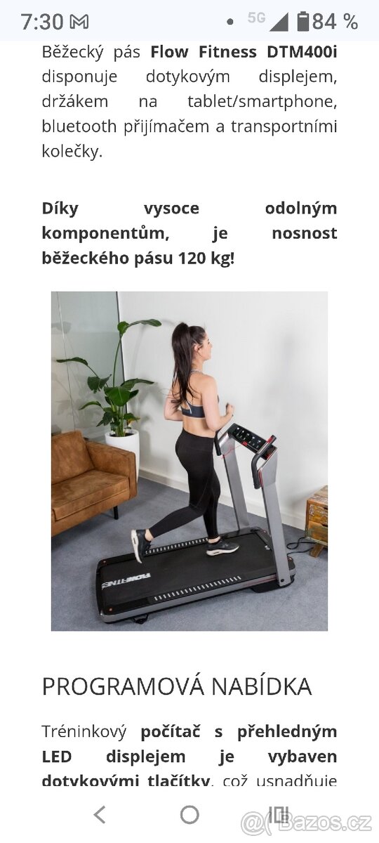 Běžecký pás FLOW FITNESS DTM400i