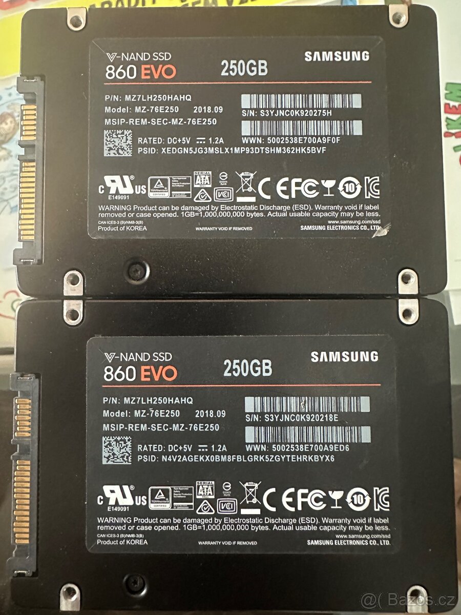 SSD disk Samsung 250GB 860 EVO bez chyb