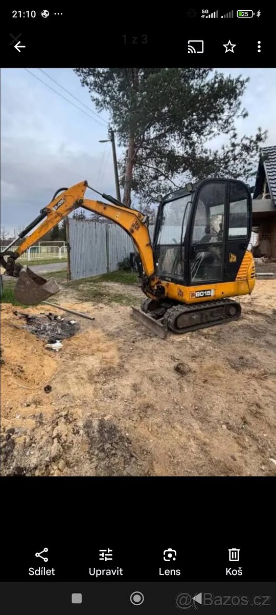Prodám Pásový Bagr JCB, 8015 1.8.t Nový oleje a Filtry Žádn